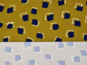 Jersey Crepe Quadrate, dunkelblau ocker