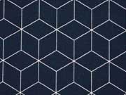 Dekostoff W�rfelmuster, rosa auf dunkelblau