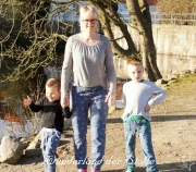 RESTST�CK 36 cm Sweat Sterne 1 cm, gr�n auf jeansblau melange