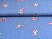 Jeansstoff Stickerei Bl�mchen, jeansblau