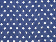 Steppstoff Jeans wattiert Sterne, jeansblau