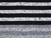 Strickstoff Streifen angeraut, schwarz grau