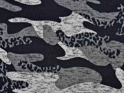 Strickstoff Camouflage angeraut, schwarz grau
