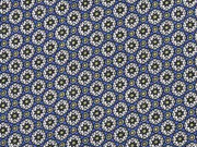 Viskose Blumenr�der, dunkles jeansblau