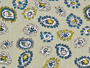 Blusenstoff Kreppstoff Paisley Muster, petrol taupe