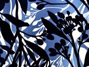 Viskose Jersey Blumen, jeansblau