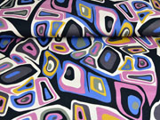 Viskose Jersey Retro Look, schwarz bunt