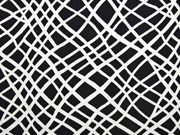 Viskose Jersey Gitternetz, schwarz weiss