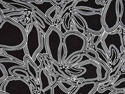 Viskose Jersey Abstrakt, schwarz wei�