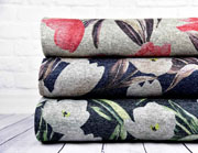 Strickjersey Blumen Tulpen, hellgrau anthrazit