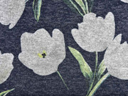 Strickjersey Blumen Tulpen, hellgrau anthrazit