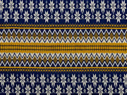 Strickstoff Norwegermuster, ocker dunkelblau