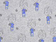 Jersey Fussballer Glitzerdruck, grau melange blau