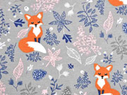 Dekostoff F�chse Bl�tter, grau