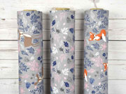 Dekostoff F�chse Bl�tter, grau