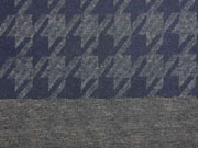 Jacquard Jersey angeraut Hahnentritt, dunkelblau melange