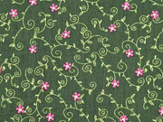 Baumwollstoff Blumenranken Trachtenlook, moosgr�n