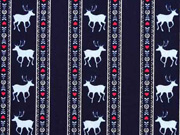 Baumwollstoff Bord�re Hirsche Trachtenlook, dunkelblau