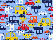 Baumwollstoff Autos, hellblau