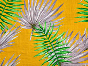Baumwolle Viskose Palmbl�tter, gr�n grau ocker