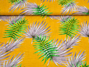 Baumwolle Viskose Palmbl�tter, gr�n grau ocker