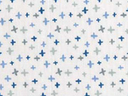 Baumwollstoff kleine Kreuze, blau auf wei�