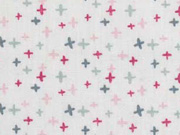 Baumwollstoff kleine Kreuze, altrosa auf wei�