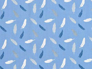 Baumwollstoff Federn, rauchblau