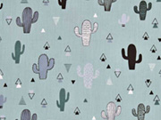 Baumwollstoff Kakteen Dreiecke, mint