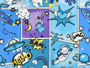 Jersey Comic Einh�rner Raketen Hunde, blau