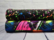 Jersey Neon Sterne wilde Linien bunt, schwarz