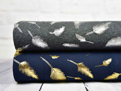 Jersey Federn Silber metallic, anthrazit melange