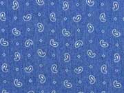Stretchjeansstoff Paisley, jeansblau