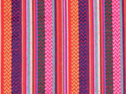 Mexiko Stoff Streifen & Borten Zickzack, rot pink