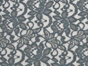 elastische Spitze mit Baumwolle Blumen, dunkelgrau