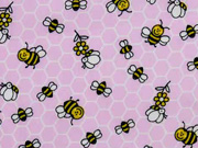 Baumwollstoff Waben Bienen, rosa