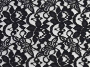 elastische Spitze mit Baumwolle Blumen, schwarz