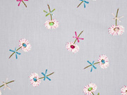 Baumwollstoff Pusteblumen Schleifen, hellgrau