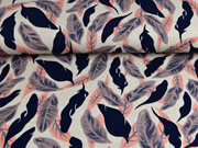 Viskosejersey mit Leinen Bl�tter, aprikot natur