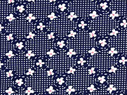 Viskosejersey Blumen P�nktchen, wei� dunkelblau