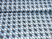 Viskosejersey grafische Seile, hellblau grau