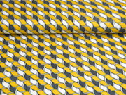 Viskosejersey grafische Seile, ocker grau