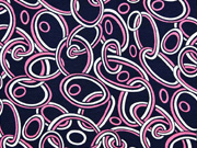 Viskosejersey Ketten Kreise, pink dunkelblau