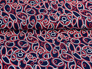 Viskosejersey Ketten Kreise, rot dunkelblau
