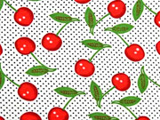 RESTST�CK 42 cm Viskosejersey Kirschen P�nktchen, rot wei�