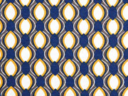 Viskosejersey Waben Tropfen, ocker grau