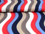 Viskosejersey geschwungene Streifen, rot beige