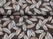 Viskosejersey Bl�tter, aprikot dunkel taupe