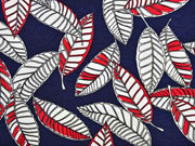 Viskosejersey Bl�tter, rot dunkelblau