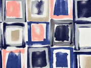 T-Shirtstoff Vierecke, apricot blau cremewei�